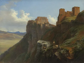 Uitzicht op het Castello di San Giuliano, nabij Trapani, Sicilië, c.1824-6